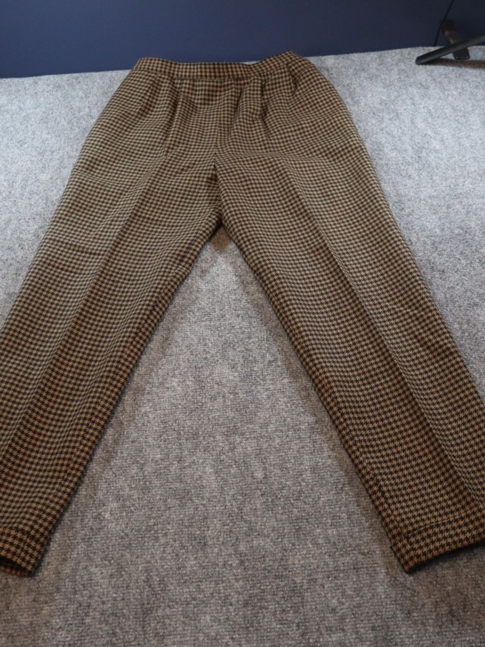 Jones New York Petite Houndstooth Wool Pants Womens 2P Brown Black Straight Leg